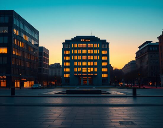 Riksbank building in Stockholm representing Sweden's economic policy and recovery outlook analysis by Nordea