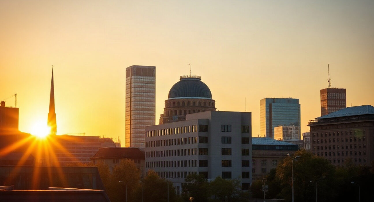 Stockholm skyline at golden hour, symbolizing Sweden's economic growth in Q2 2025.