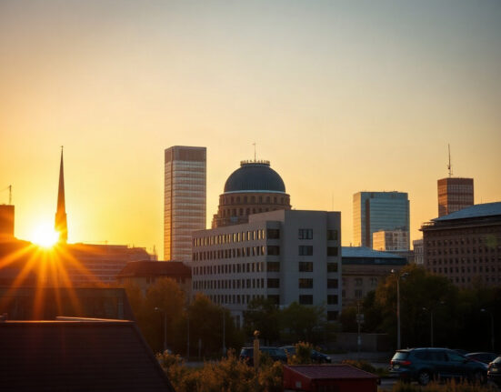 Stockholm skyline at golden hour, symbolizing Sweden's economic growth in Q2 2025.