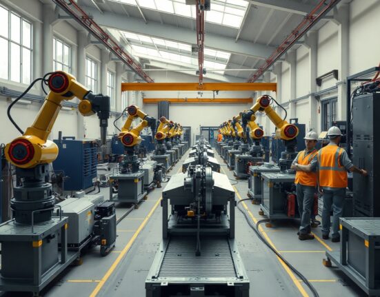 Automated production line inside a modern Swedish manufacturing plant