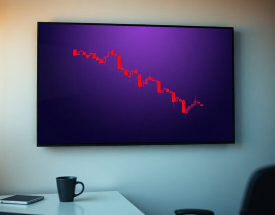 Trading screen showing Ethereum price chart in red decline