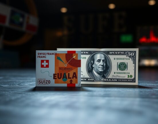Swiss Franc and US Dollar banknotes illustrating currency market movement and USD strength.