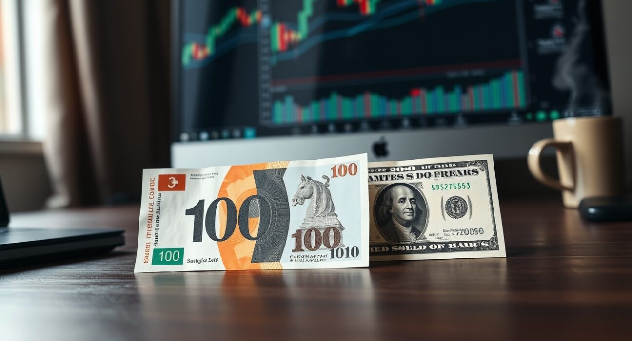 Swiss Franc and US Dollar banknotes on a desk, representing currency market movements.