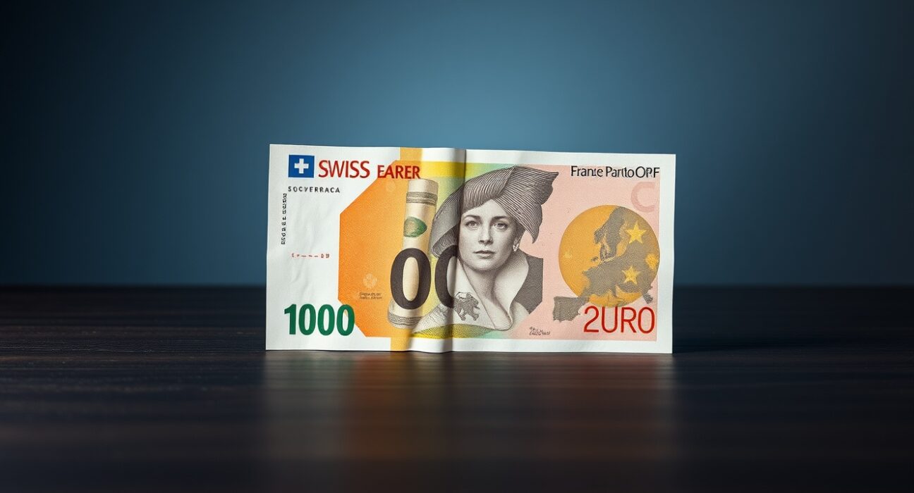 Swiss Franc and Euro banknotes on a desk, illustrating forex risk analysis from ING.