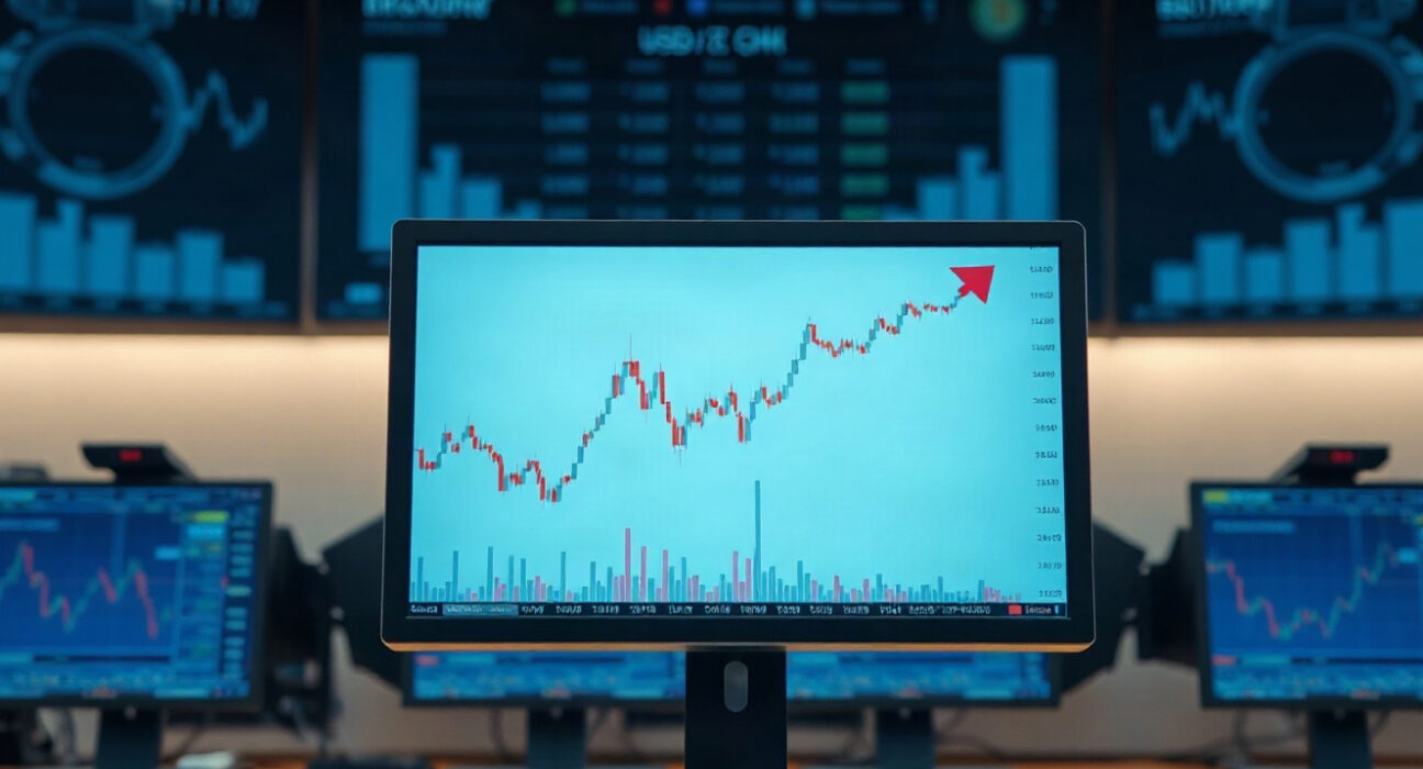 USD/CHF currency chart on a trading screen showing Swiss Franc strength