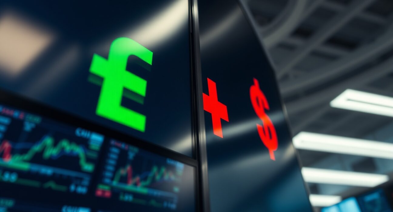 Currency exchange board showing Swiss Franc gaining against US Dollar amid market risk aversion