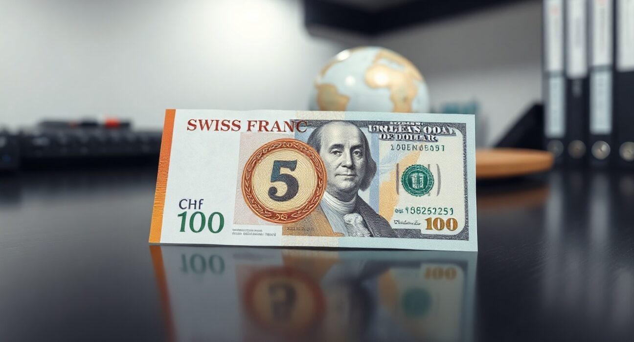 Swiss Franc and US Dollar banknotes on a desk representing forex market reaction to ceasefire news