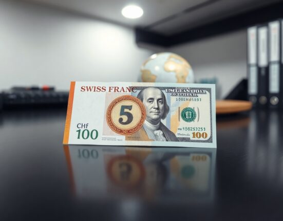 Swiss Franc and US Dollar banknotes on a desk representing forex market reaction to ceasefire news