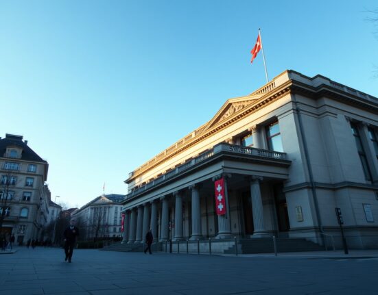 Swiss National Bank headquarters in Bern on a clear day, representing central bank policy and Swiss franc stability.