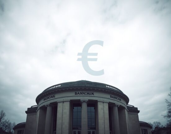 Swiss National Bank building in Bern on an overcast day, representing Swiss franc policy.