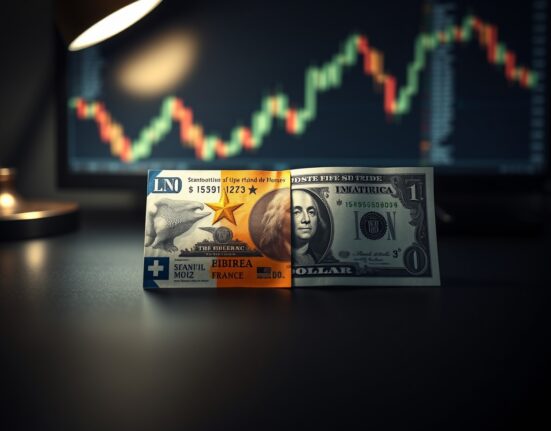 Swiss Franc and US Dollar banknotes on a trading desk representing currency market movements.