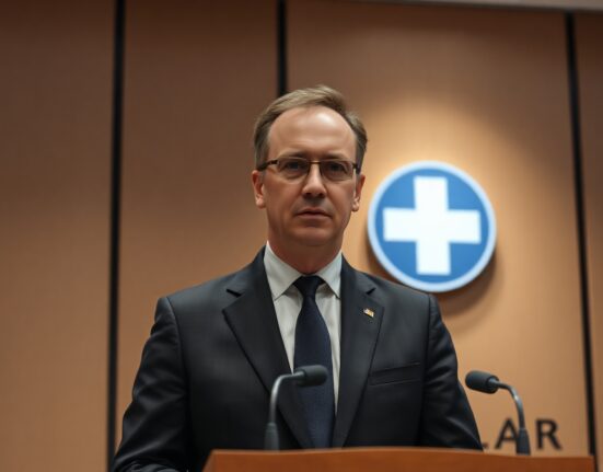 Swiss National Bank board member Martin Schlegel speaking at a press conference about inflation outlook.