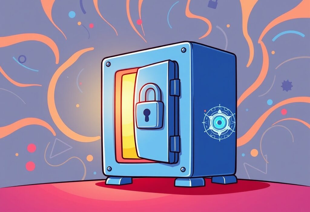 A cartoon vault representing secure SwissBorg funds safe from a digital exploit.