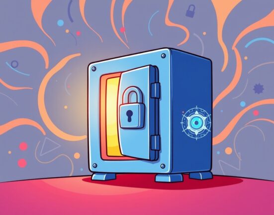 A cartoon vault representing secure SwissBorg funds safe from a digital exploit.