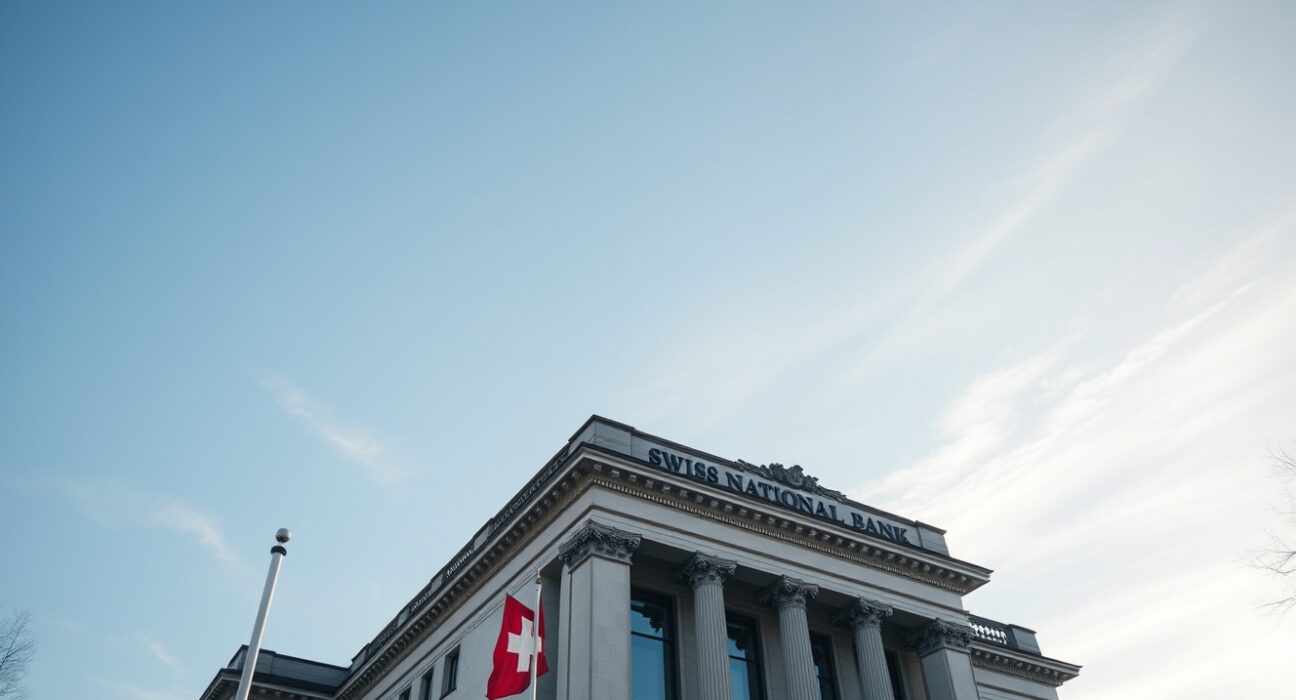 Swiss National Bank headquarters in Bern, Switzerland, on a clear day.
