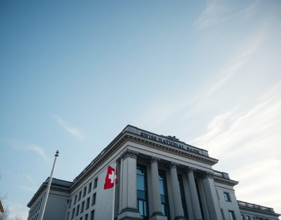 Swiss National Bank headquarters in Bern, Switzerland, on a clear day.