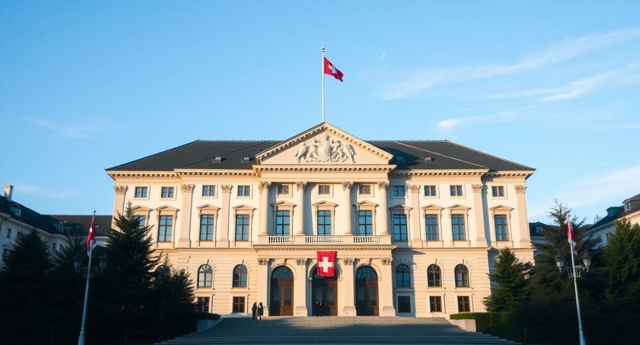 Swiss Federal Palace in Bern, Switzerland, symbolizing the country's role as a neutral mediator for US-Iran talks