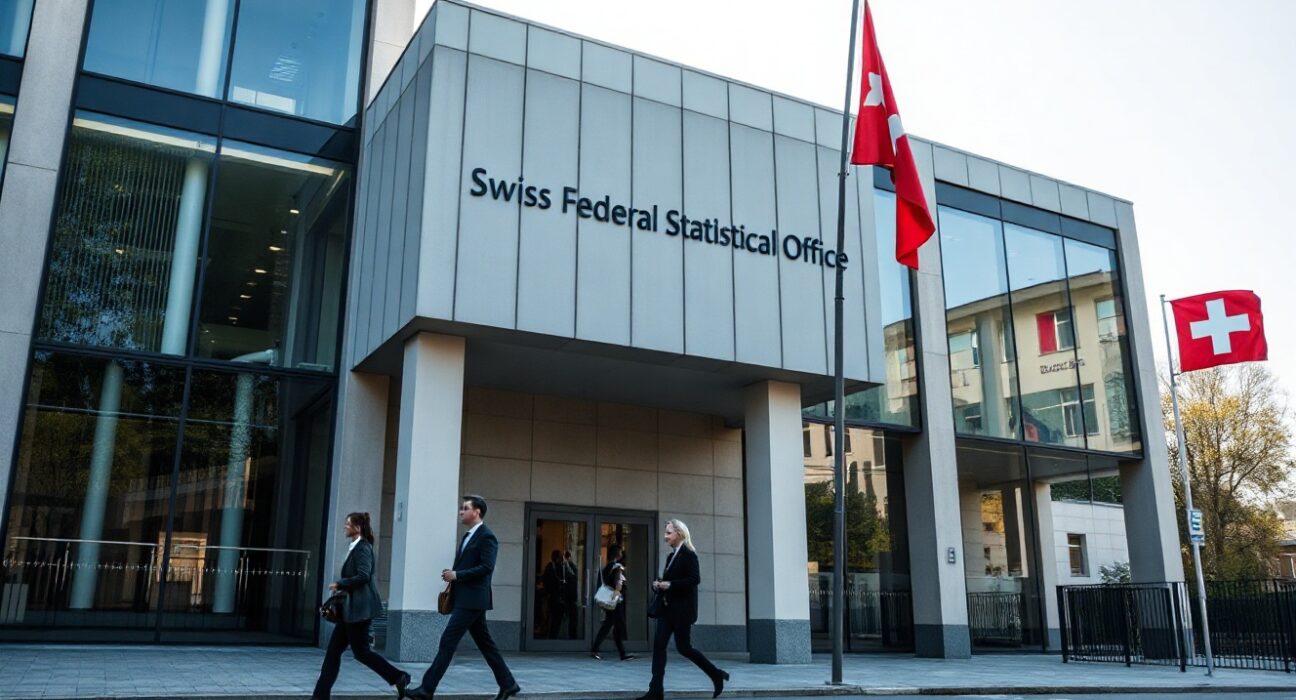 Swiss Federal Statistical Office building in Neuchâtel, Switzerland, on a clear day