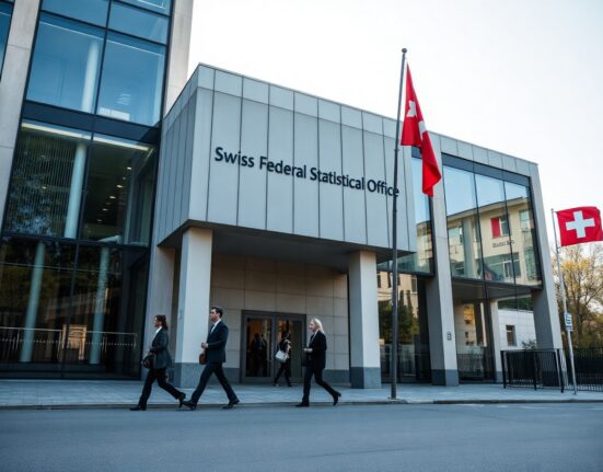 Swiss Federal Statistical Office building in Neuchâtel, Switzerland, on a clear day
