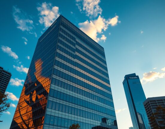 Modern corporate building in an Australian city, representing Swyftx's financial services expansion.