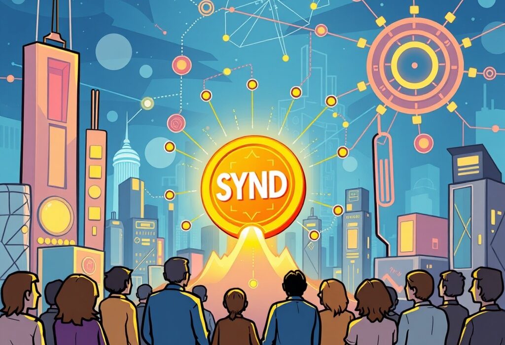 Cartoon illustration showing the highly anticipated SYND token launch, symbolizing Syndicate's new era in DAO infrastructure.