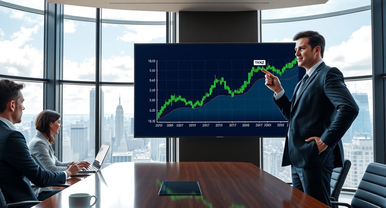 T. Rowe Price active crypto ETF TKNZ management fee of 0.75% displayed on a boardroom screen with a portfolio manager analyzing data