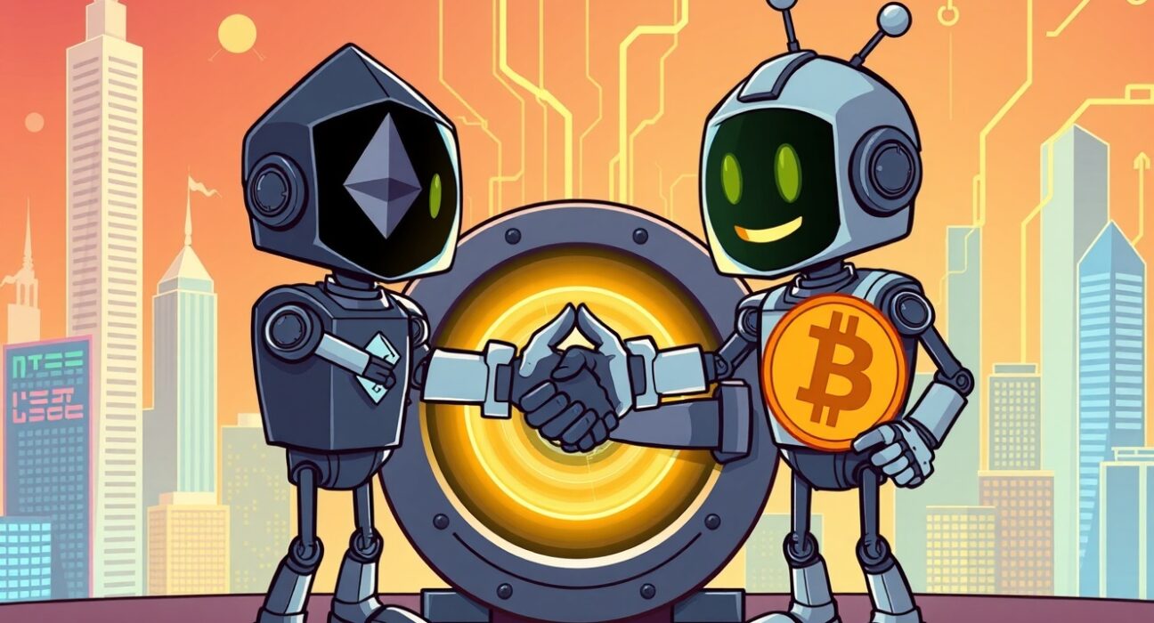 Cartoon illustration of Taiko and Avalon Labs building revolutionary institutional RWA infrastructure for secure digital assets.