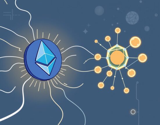 A vibrant cartoon showing secure Taiko Chainlink Data Streams connecting Ethereum Layer 2 to decentralized finance.