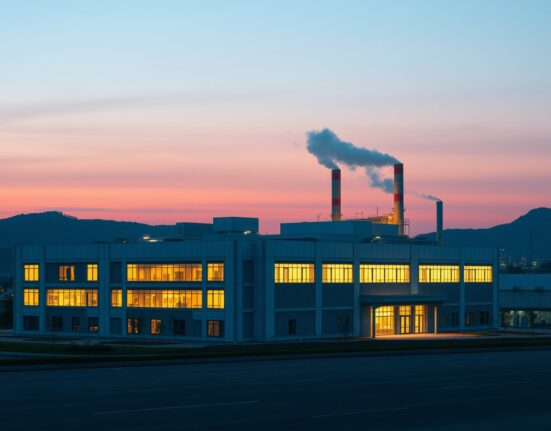 Taiwan semiconductor factory at dusk illustrating industrial energy consumption and economic analysis.