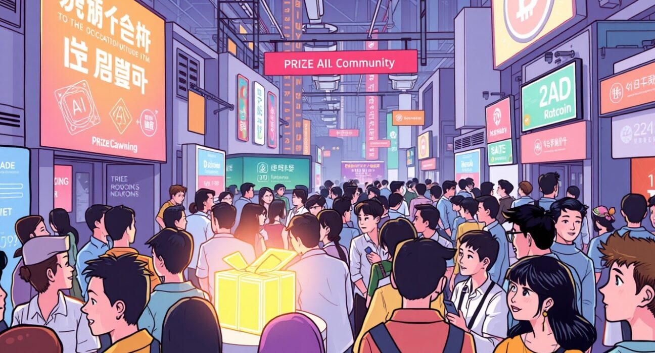 A lively cartoon illustration depicting the Talus Network community event in Seoul, highlighting engagement and innovation.