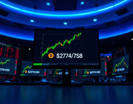 Trading screen showing TAO price surge to $274.78 with green candlestick chart