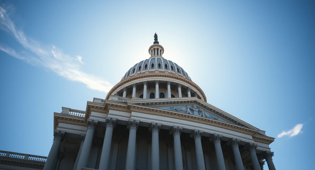United States Capitol building in Washington D.C. on a sunny day