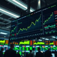 Upward trending stock charts on a trading screen symbolizing the tech earnings market rebound.