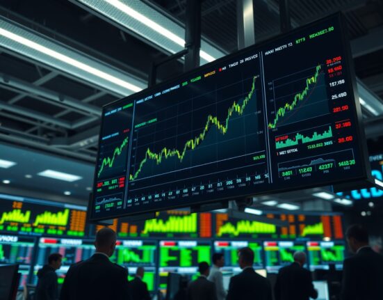 Upward trending stock charts on a trading screen symbolizing the tech earnings market rebound.