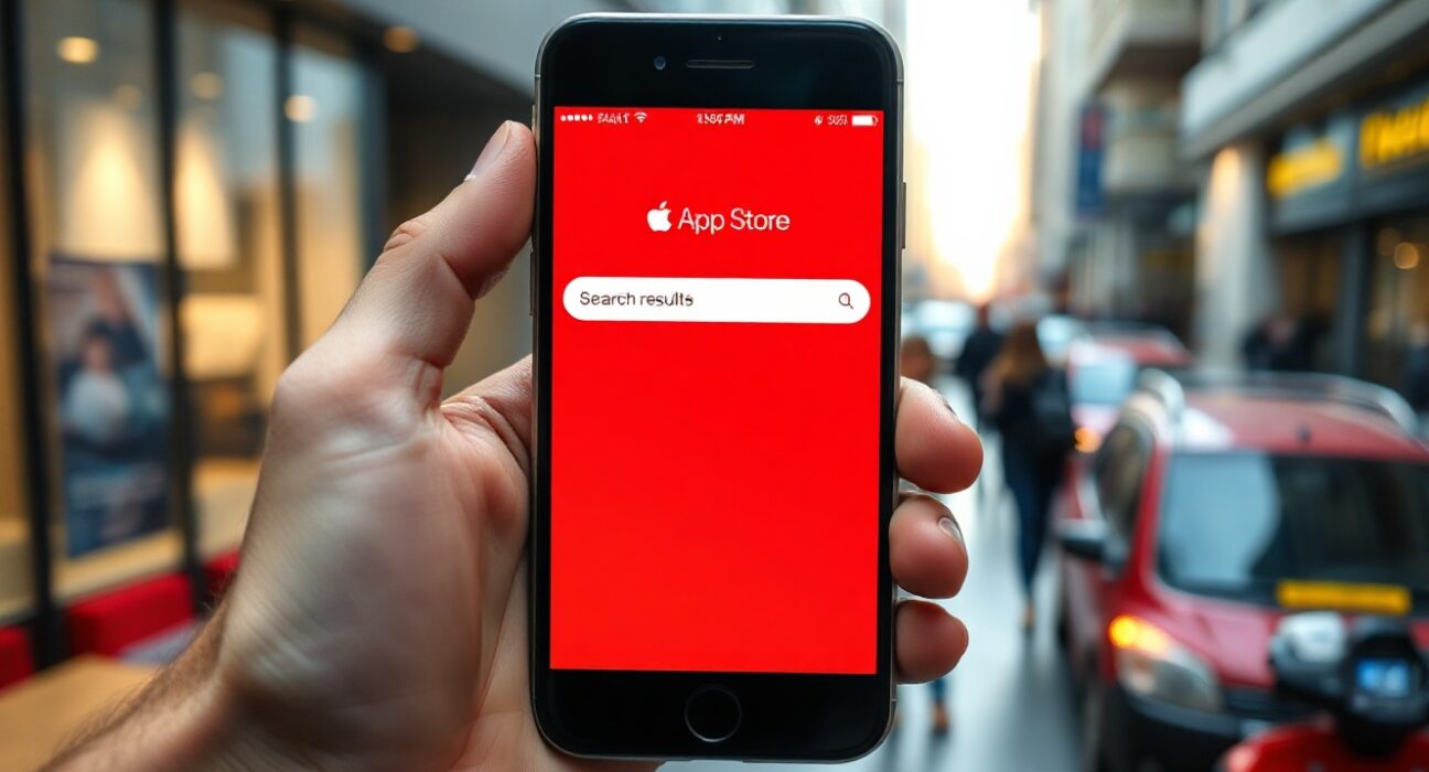 Smartphone showing Apple App Store search with no results for Telegram