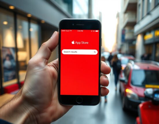 Smartphone showing Apple App Store search with no results for Telegram