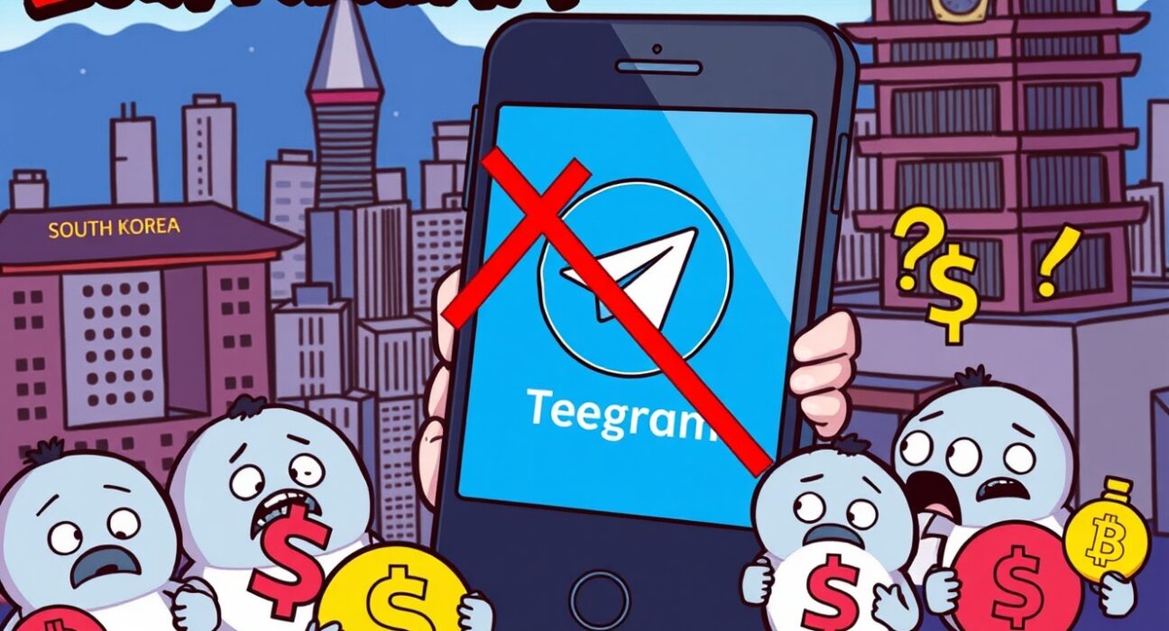 Illustration showing illegal crypto trading via Telegram being prohibited in South Korea