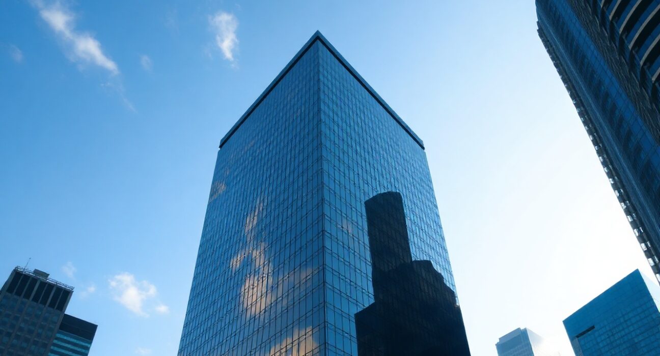 Modern office building in Singapore representing Temasek's cautious stance on direct cryptocurrency investment.