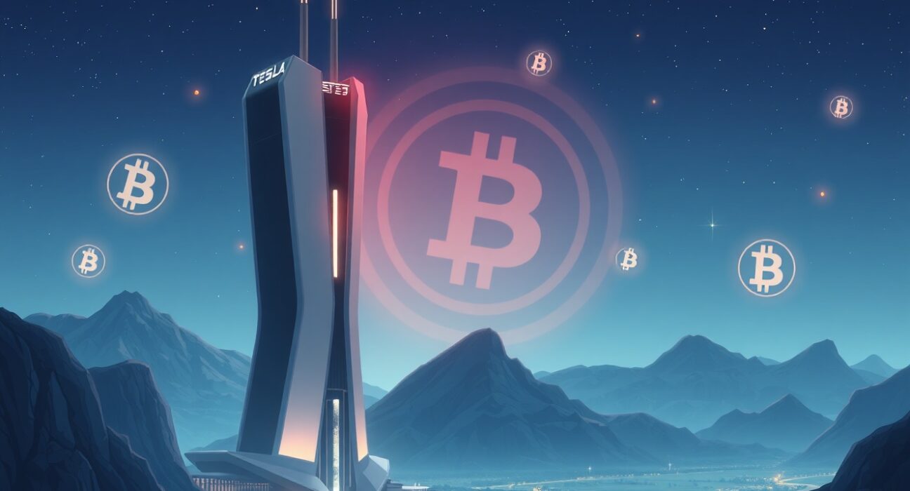 Visualization of Tesla-SpaceX merger creating a major corporate Bitcoin treasury holder.