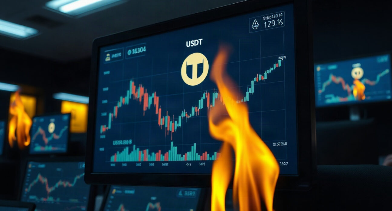 Cryptocurrency trading screen showing USDT supply reduction