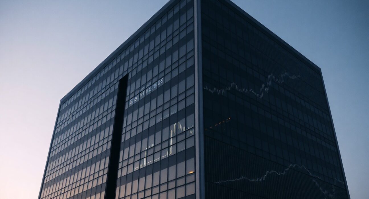 Corporate office building at dusk symbolizing Tether's private financial disclosure policy