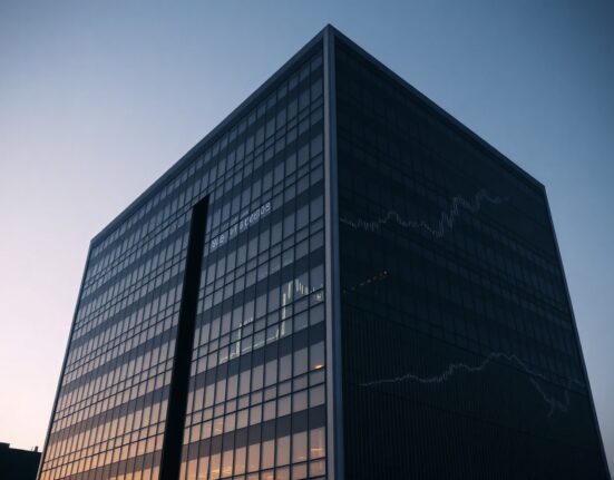 Corporate office building at dusk symbolizing Tether's private financial disclosure policy