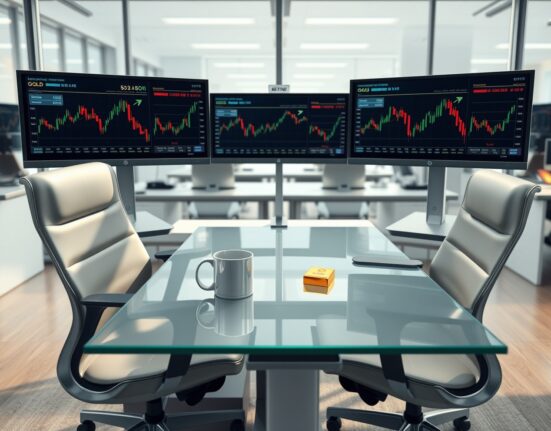 Empty trading desk at Tether after precious metals traders were laid off, symbolizing strategic shift.