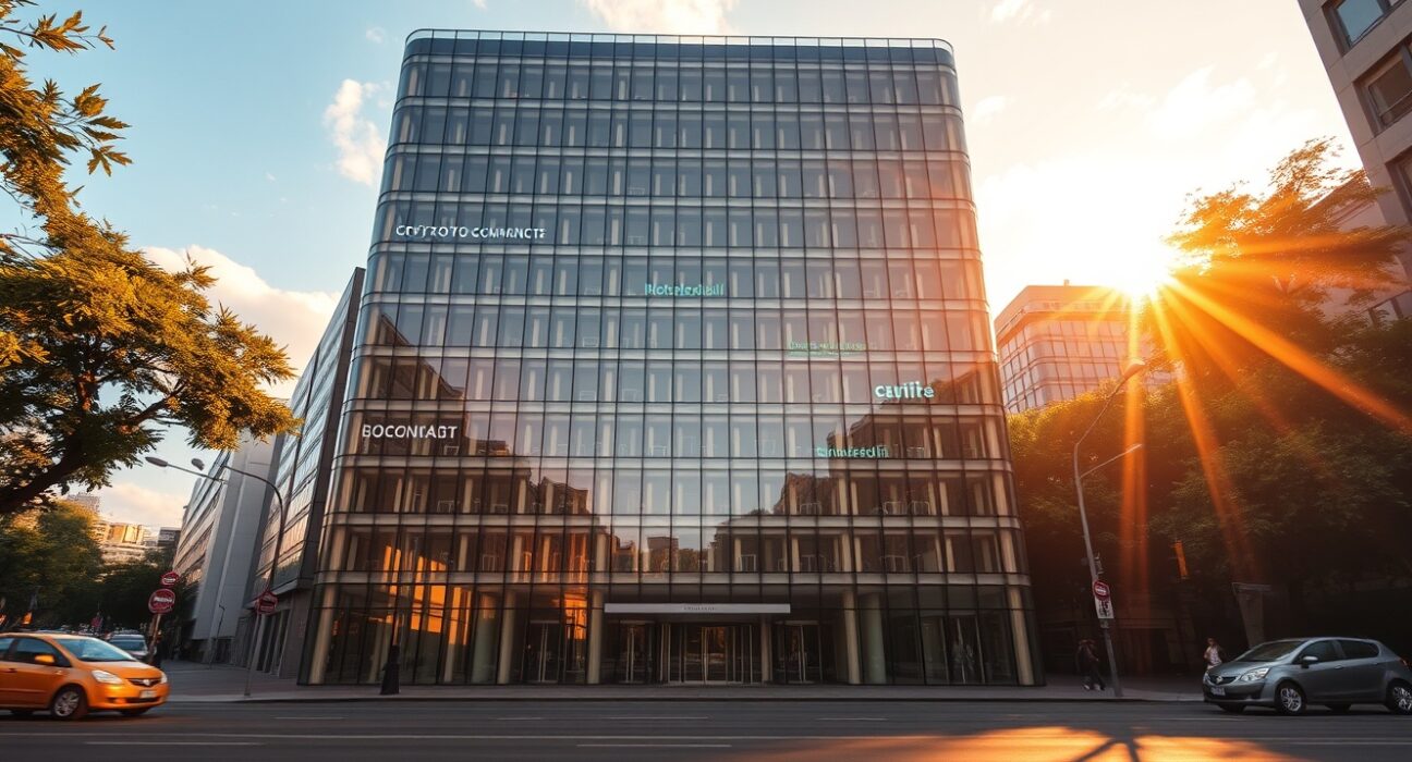 Modern financial building in São Paulo, Brazil, representing Mercado Bitcoin headquarters