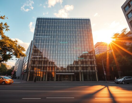 Modern financial building in São Paulo, Brazil, representing Mercado Bitcoin headquarters