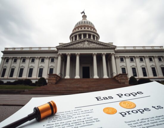 Tether loan probe: US Capitol building backdrop with investigation documents in foreground