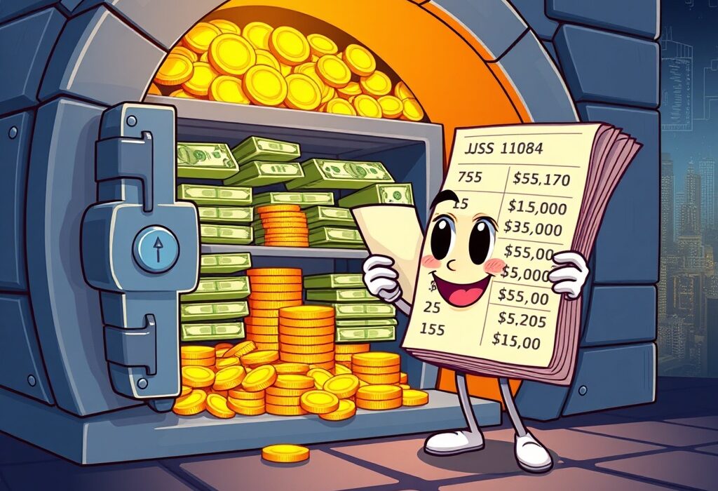 An illustration symbolizing the immense Tether profit and robust financial reserves, showcasing the stablecoin's strong position.