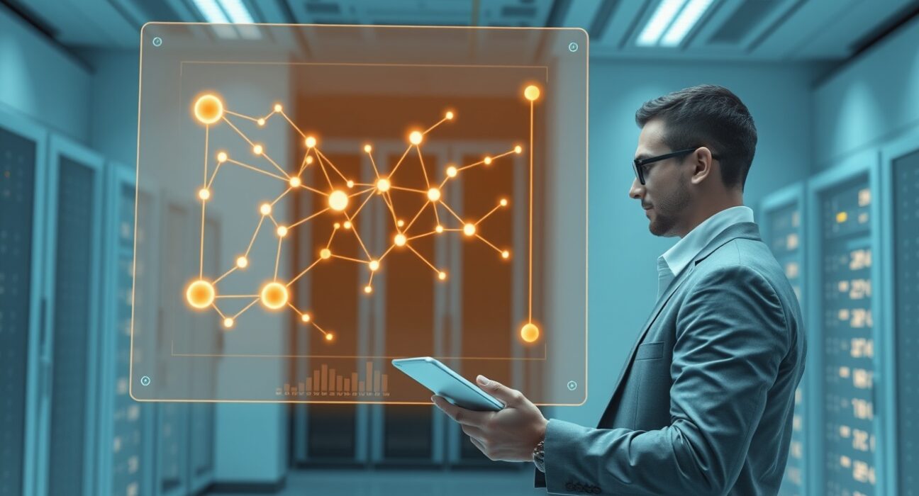 Financial analyst monitoring a blockchain data visualization following the USDT minting event.