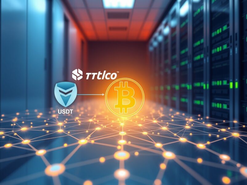 Tether USDT enabling secure payments on the Bitcoin blockchain network infrastructure.