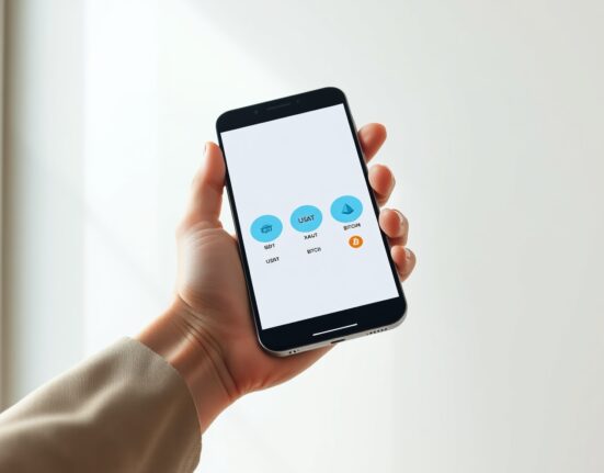 Tether Wallet interface on a smartphone displaying supported assets like USDT and BTC.